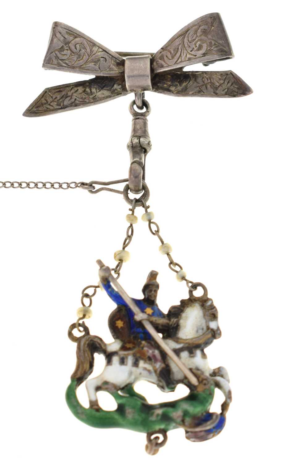 Late 19th century enamelled George & the Dragon pendant brooch
