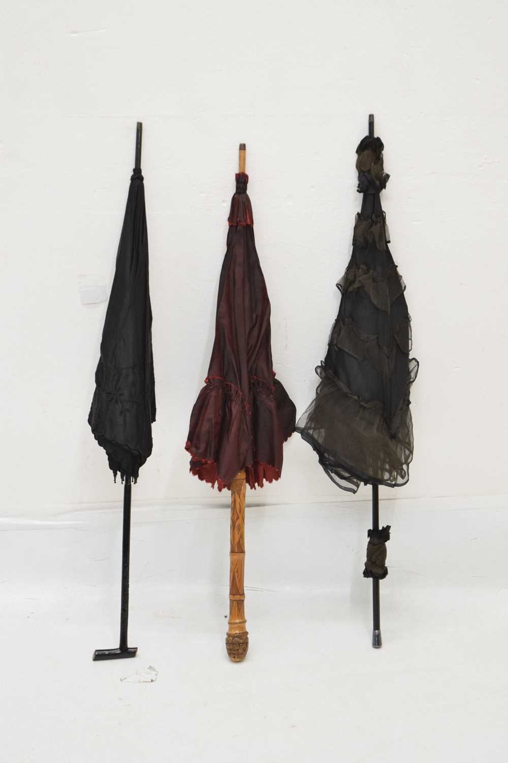 Paragon black silk parasol and two other examples - Image 2 of 12