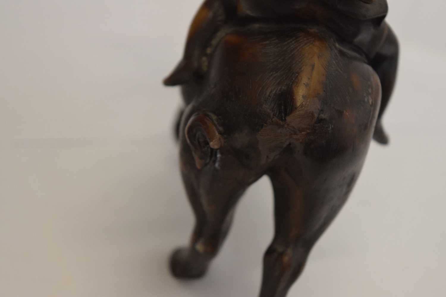 Japanese pottery figure of a gentleman and a resin figure of a boy on buffalo - Image 8 of 12