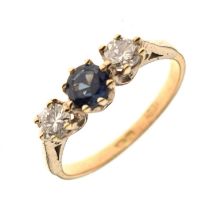 Sapphire and diamond three-stone ring