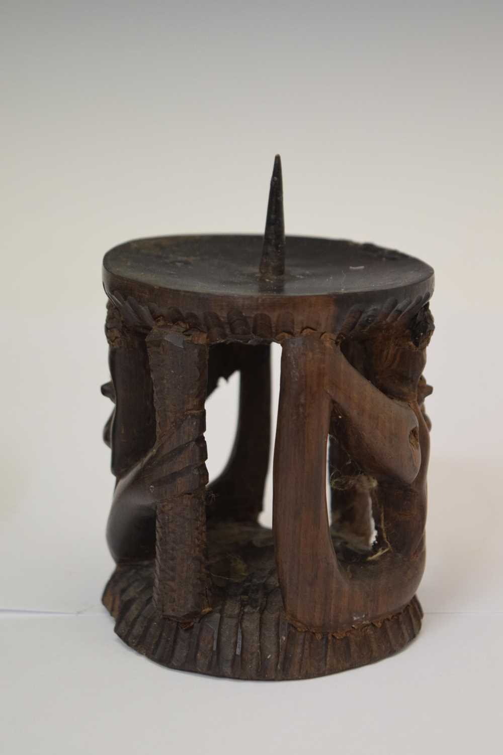 African wooden bowl and pricket candlestick - Image 6 of 8