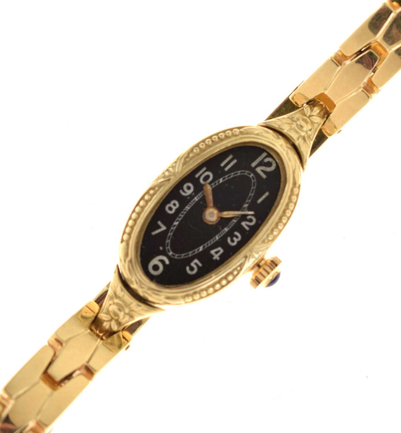 Lady's yellow metal stamped 585 bracelet watch