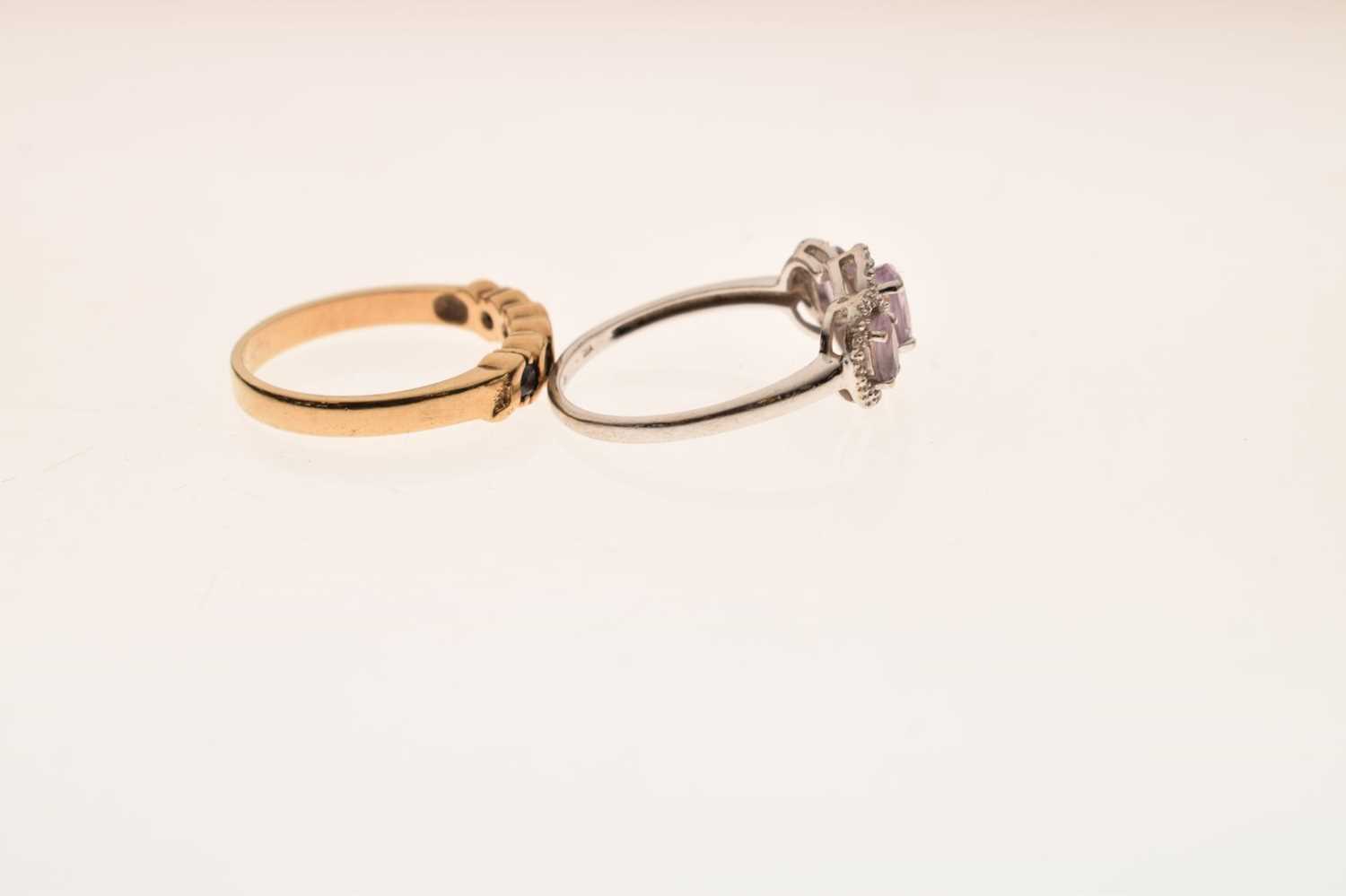 Amethyst and diamond 9ct white gold dress ring - Image 4 of 6