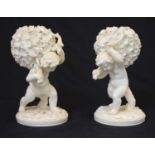 Pair of late 19th century Moore Brothers porcelain figures of cherubs