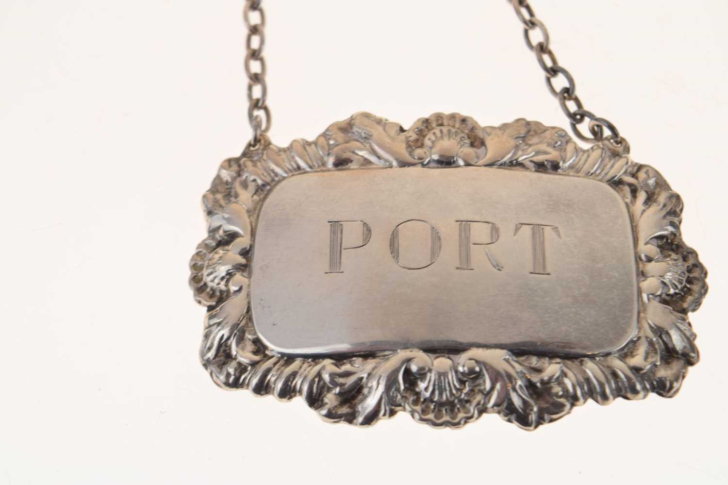 Early Victorian silver Madeira decanter label, and an Elizabeth II Port decanter label - Image 2 of 7