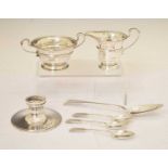 Elizabeth II silver cream jug and twin handled sugar bowl, etc