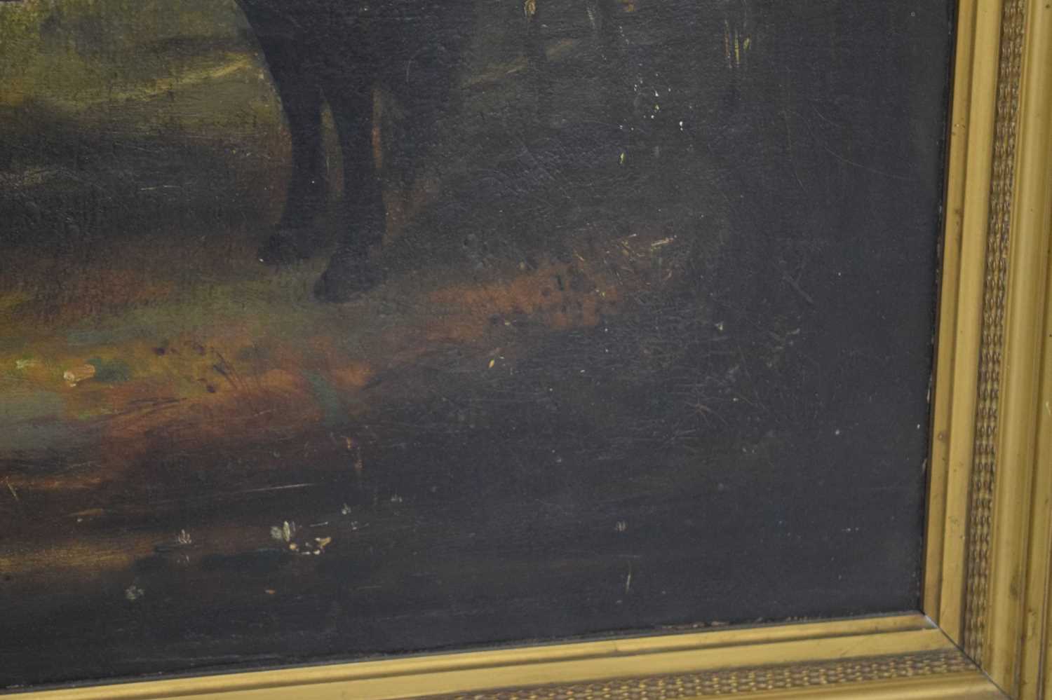 19th century oil on canvas - Horse and dog in a rural setting - Image 9 of 11