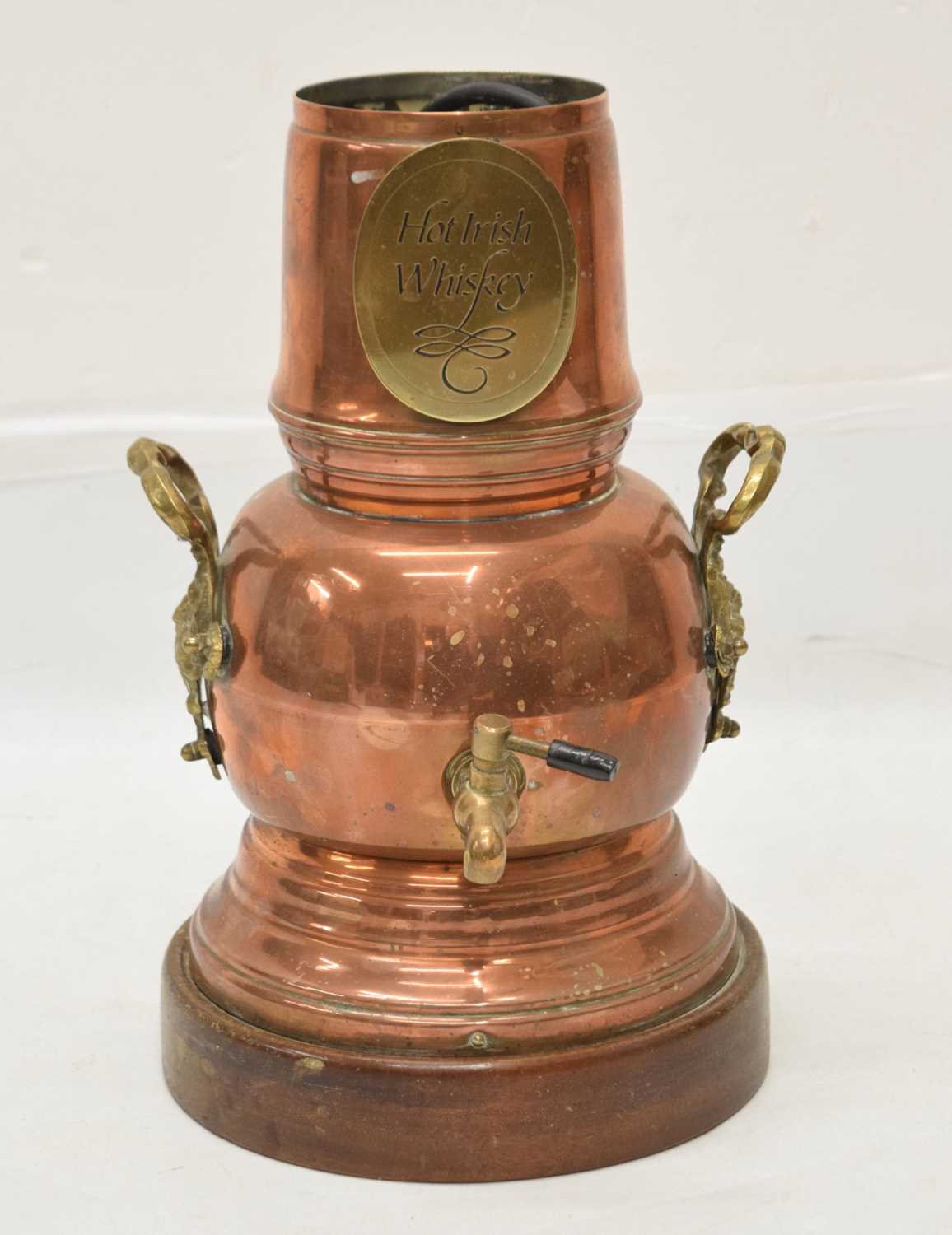 20th century copper 'Hot Irish Whiskey' warming kettle or samovar