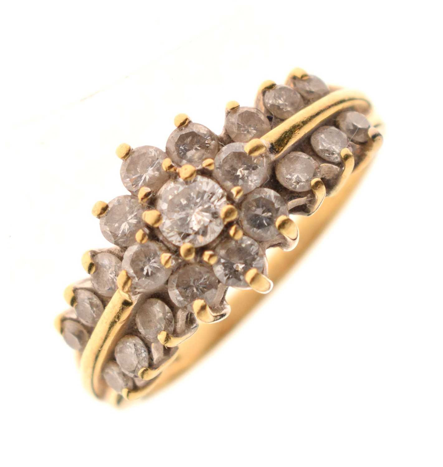 18ct gold flower head diamond cluster ring