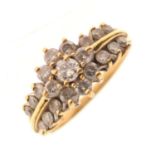 18ct gold flower head diamond cluster ring