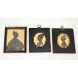 Three mid 19th century portrait silhouettes of ladies, circa 1840