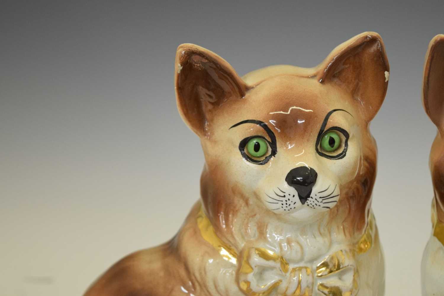 Pair of Staffordshire fireside cats - Image 3 of 10