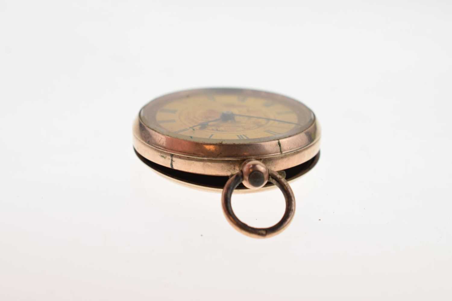 Lady's yellow metal stamped '9c' cased open-face fob watch - Image 7 of 12