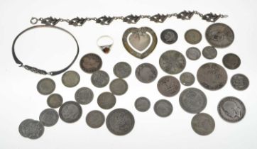 Quantity of GB coinage, together with a small quantity of silver jewellery