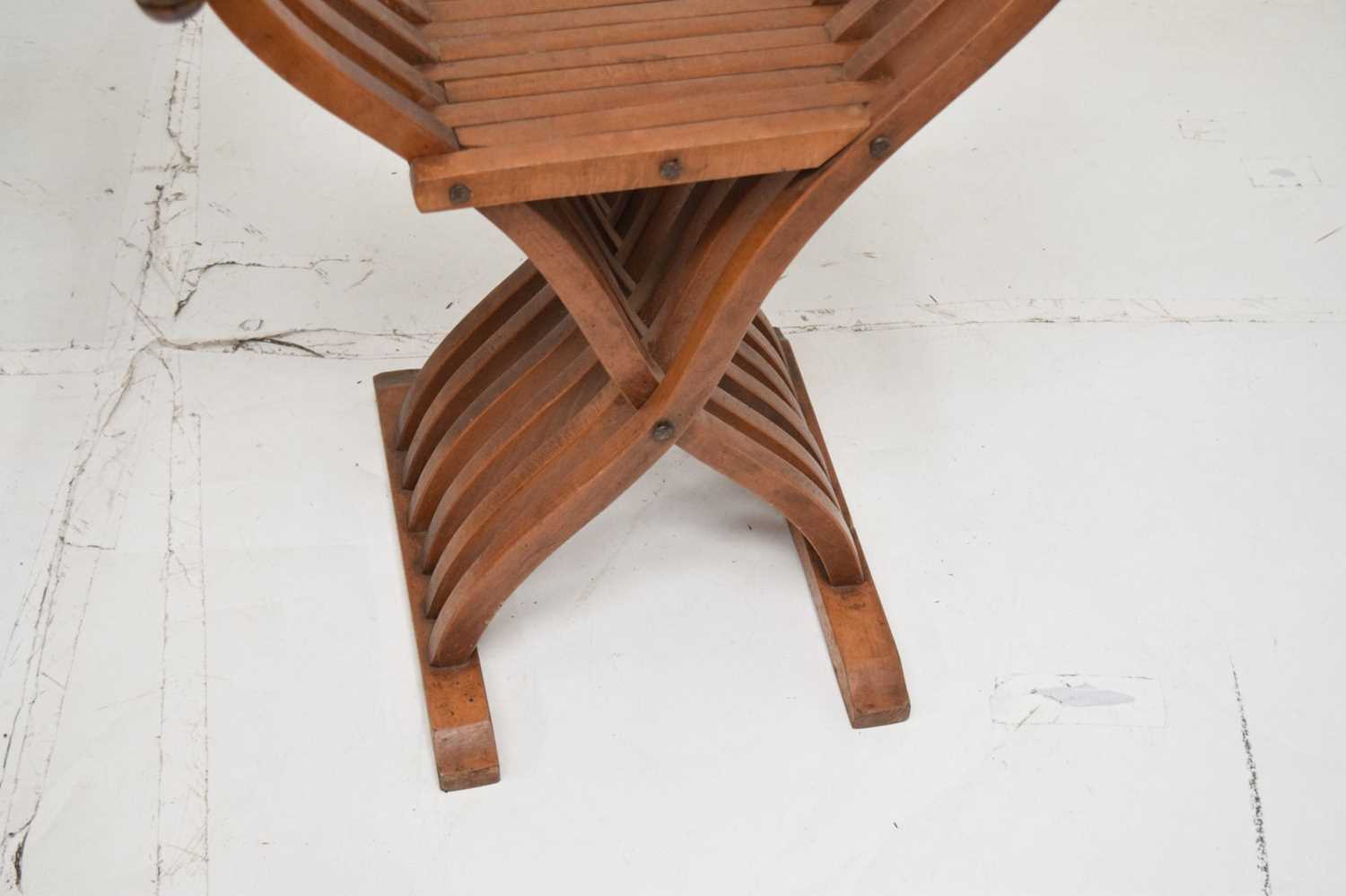Pair of mahogany X frame folding thrones - Image 7 of 10