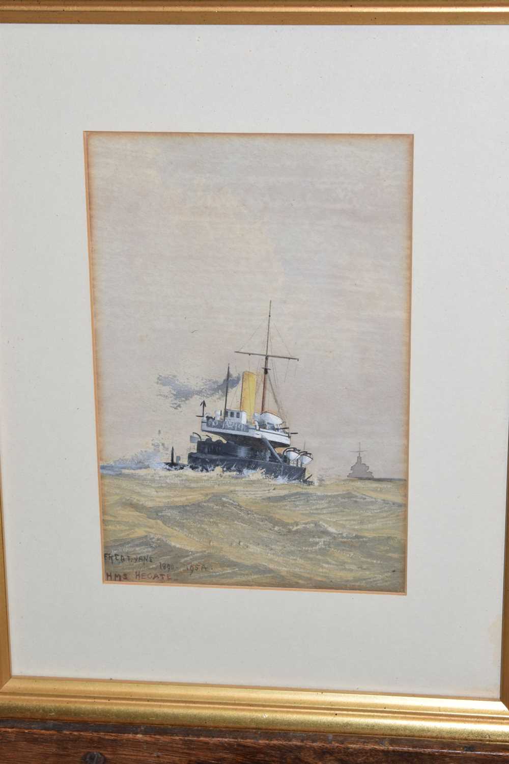 Fred T. Jane - Watercolour - 'HMS Hecate' and Kenneth Allington Yockney - Watercolour - 'View of Por - Image 7 of 12