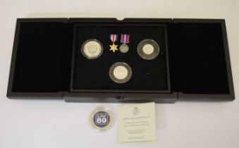 Isle of Man D-Day 80th Anniversary silver proof sovereign set, and R.B.L.I. D-Day 80th medallion