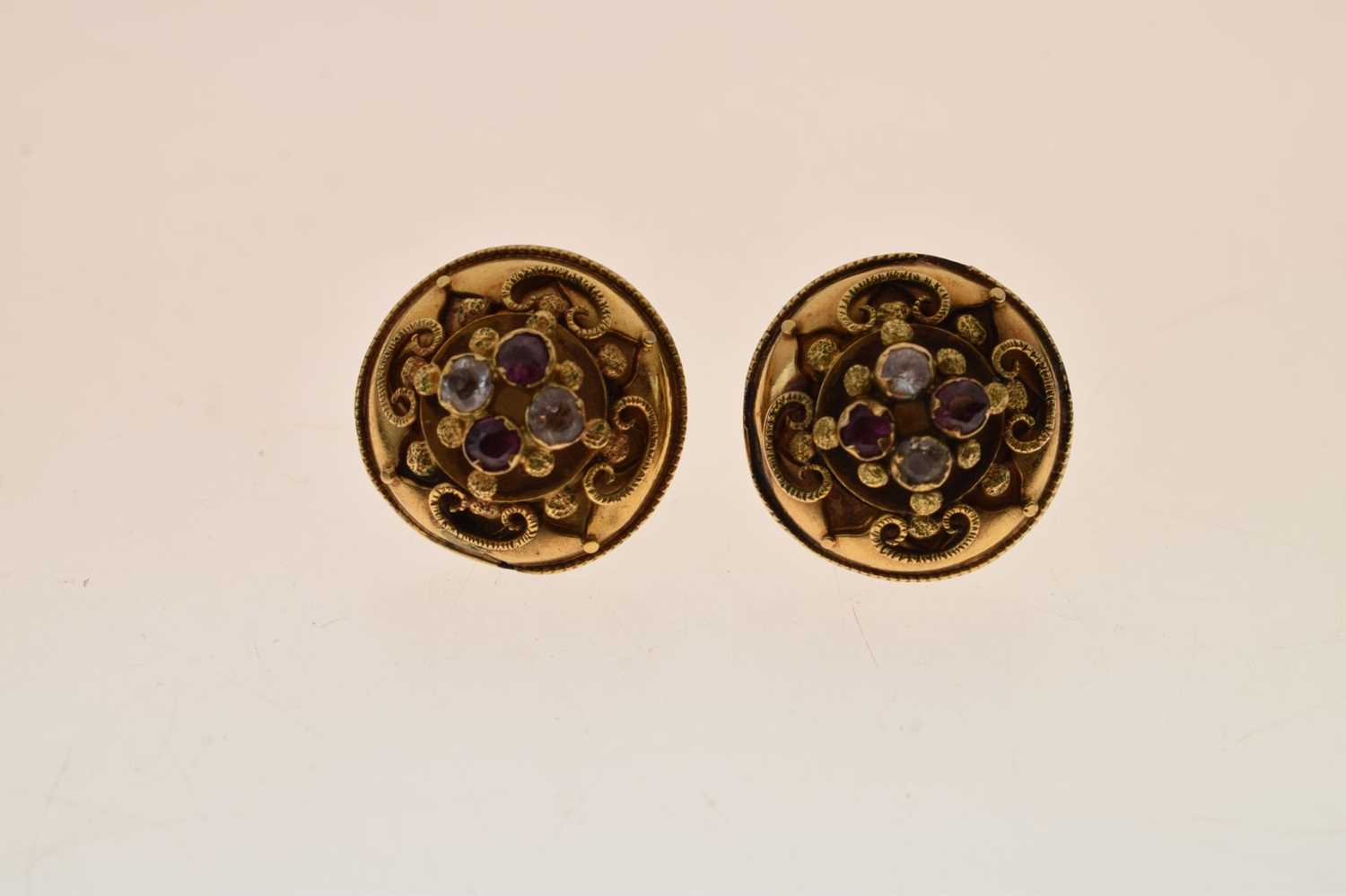 Pair of Victorian garnet and white stone earrings - Image 7 of 7
