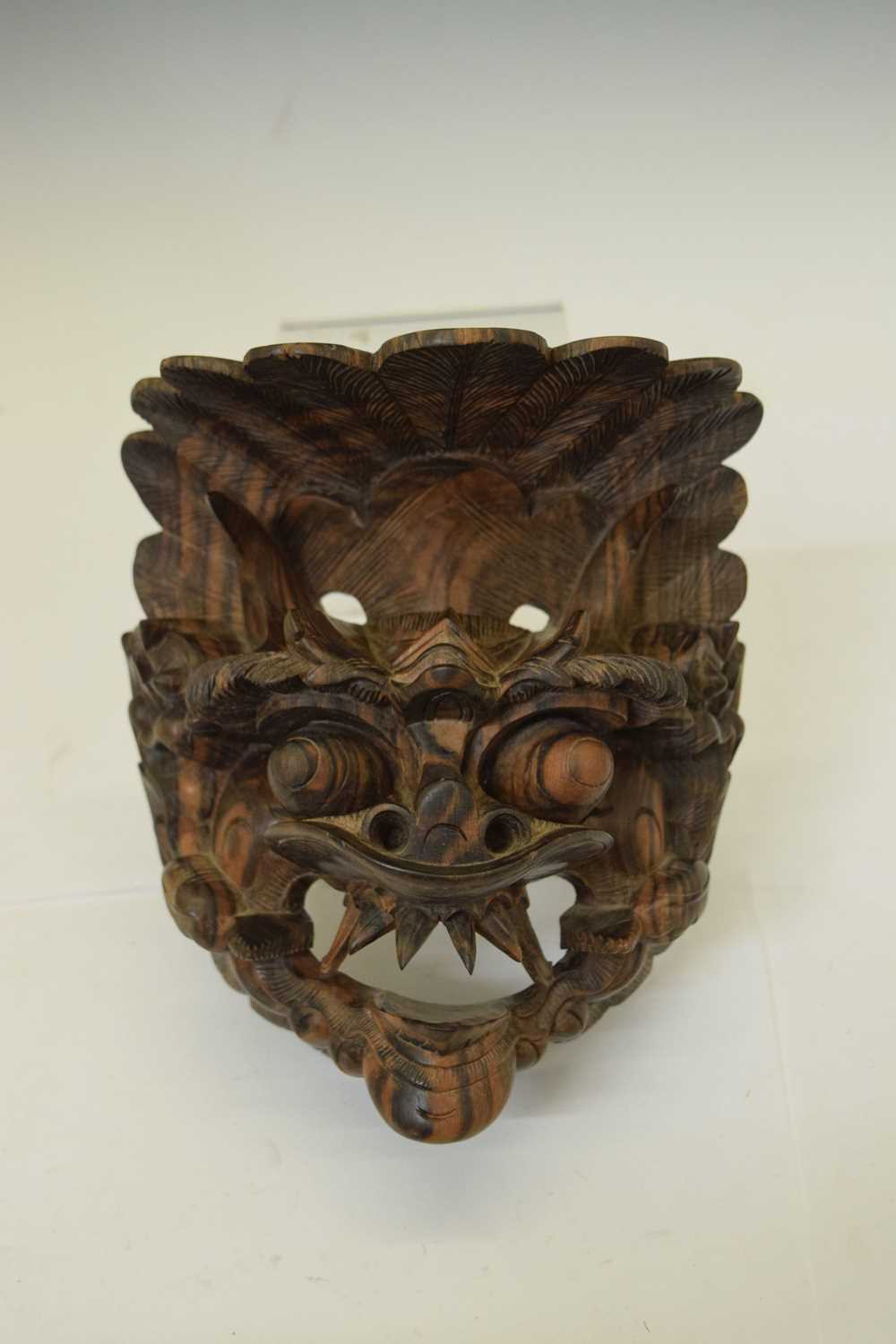 South East Asian carved wooden dragon mask - Image 2 of 7