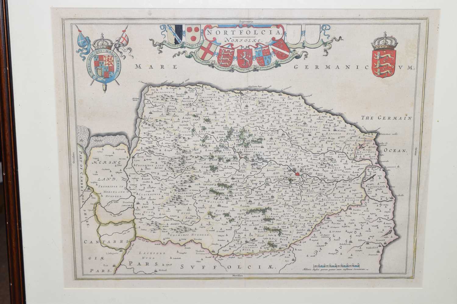 Johannes Blaeu - 17th century hand-coloured county map of Norfolk - Image 4 of 13