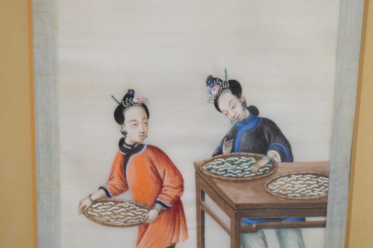 Five 19th century Chinese watercolours on pith paper - Image 12 of 33