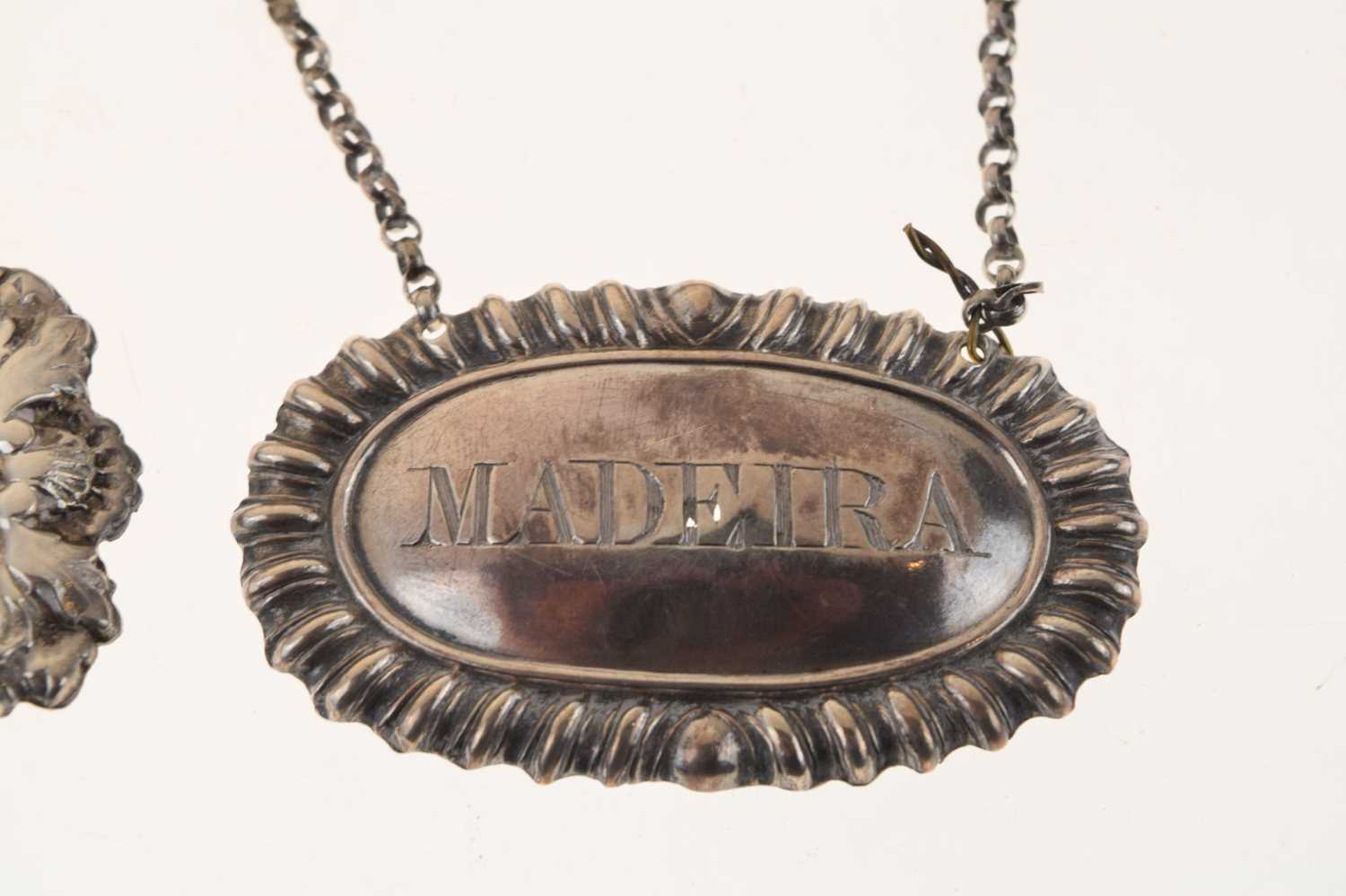 Early Victorian silver Madeira decanter label, and an Elizabeth II Port decanter label - Image 3 of 7