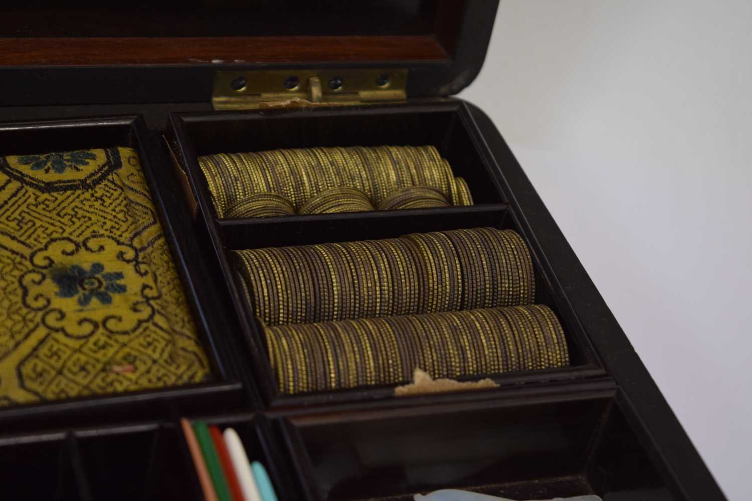 Victorian rosewood and brass bound games box - Image 2 of 8