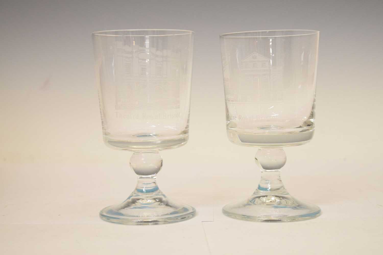 Pair of Old Vic Bristol glass commemorative goblets - Image 6 of 8