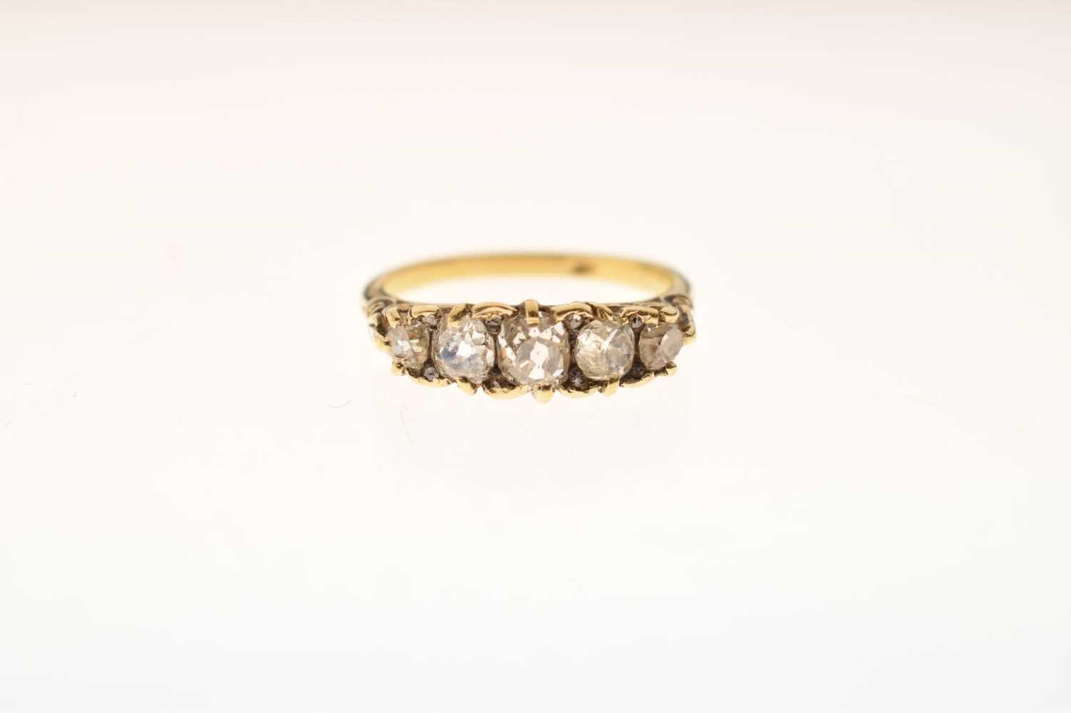 Late 19th century diamond five stone ring - Image 6 of 6