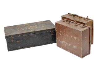 Metal military chest/box, the hinged lid with named 'A.G. Hervey, 149290 RAF'