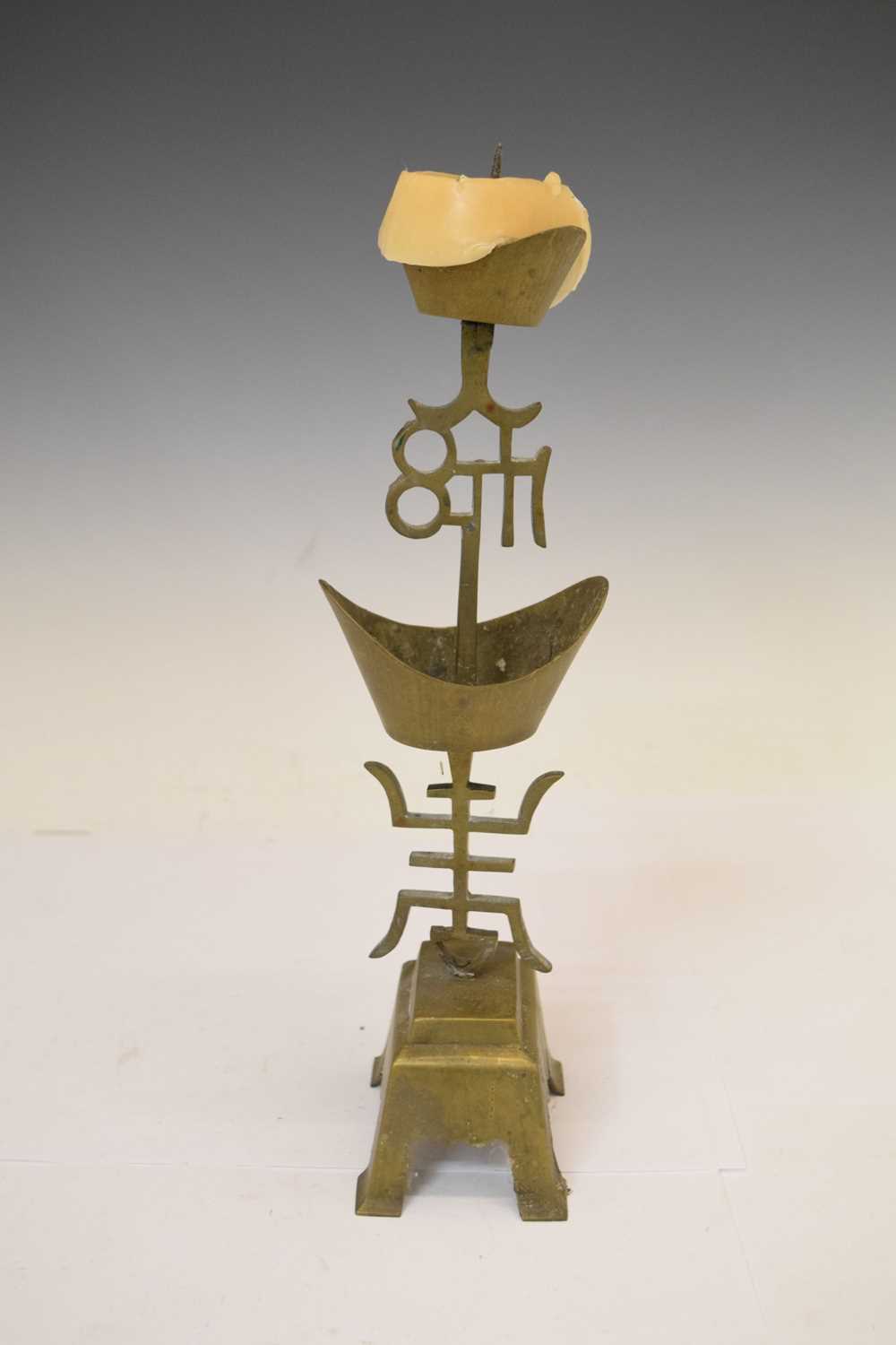 Chinese brass pricket candlestick - Image 6 of 7