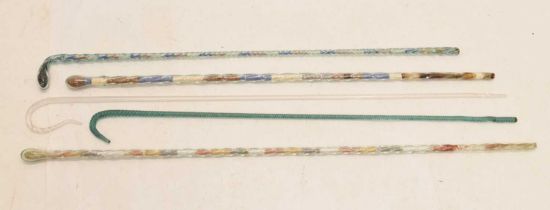 Five Nailsea type glass walking sticks