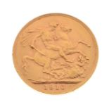 Edward VII gold sovereign, 1910