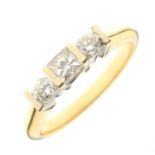 18ct gold three-stone diamond ring