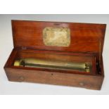 19th century mahogany inlaid cylindrical musical box