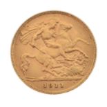 George V gold half sovereign, 1911