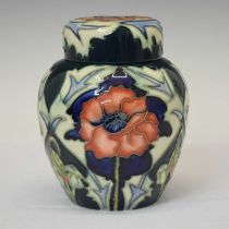 Moorcroft Pottery - 'Poppy pattern' ginger jar with cover