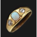 Late Victorian/Edwardian opal and diamond ring