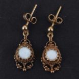 9ct gold opal drop earrings