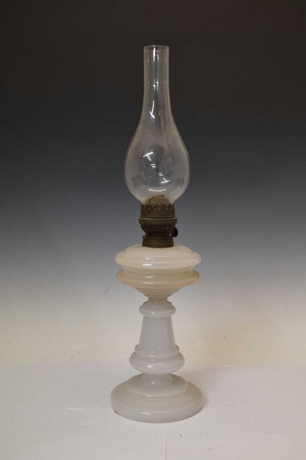 Late 19th/early 20th century opaque glass oil lamp - Image 8 of 8