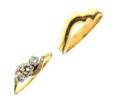 18ct gold diamond three-stone crossover ring