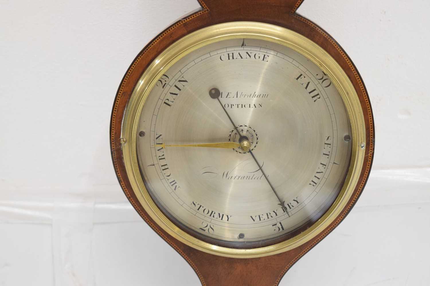 19th century inlaid wheel barometer, A.E Abraham Optician - Image 3 of 10