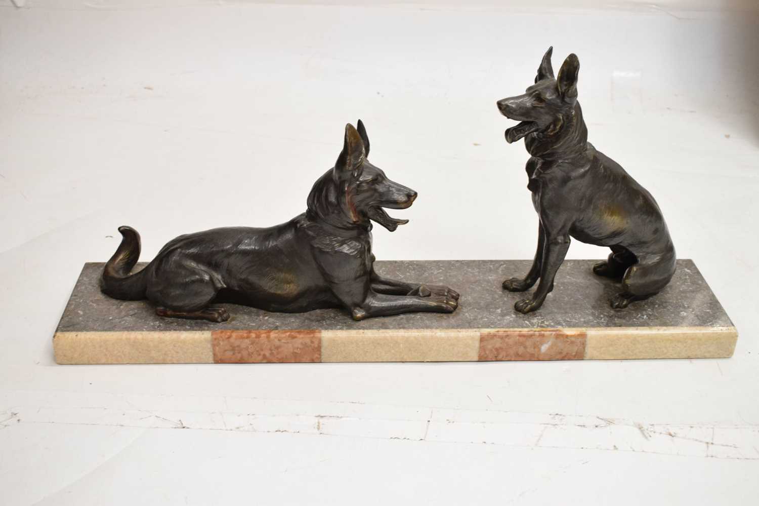 Art Deco bronzed figure group of Alsatians/German Shepherds - Image 6 of 8