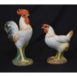 Two Italian ceramic figures of a cockerel and hen