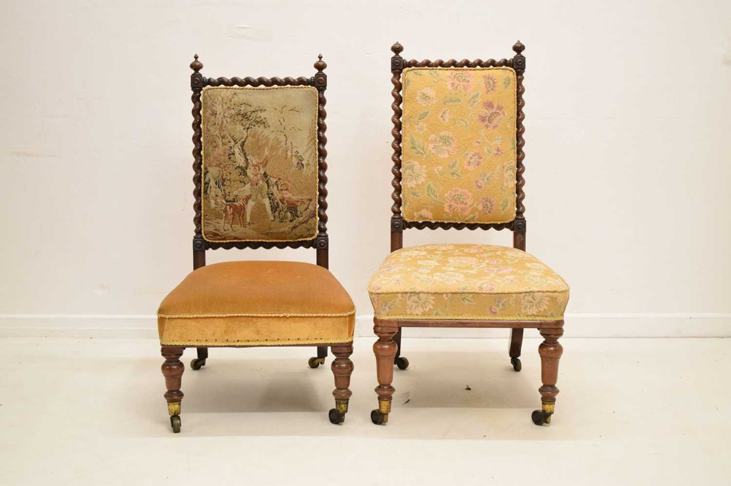 Two Victorian walnut-framed salon chairs - Image 2 of 7