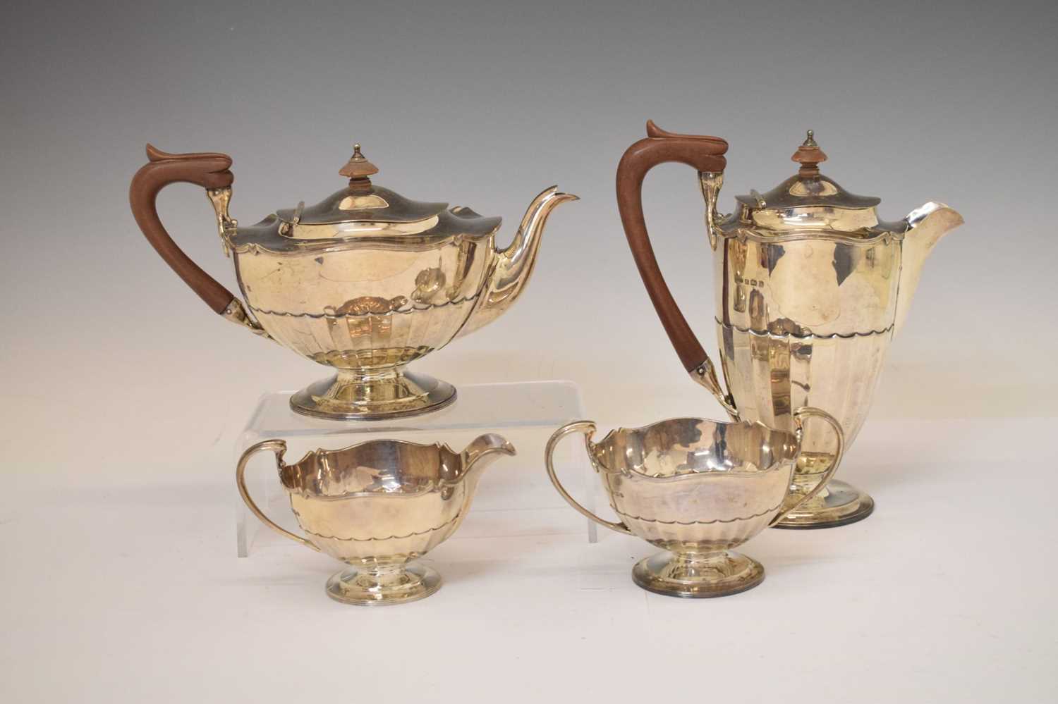 Edward VII silver four-piece tea service - Image 22 of 23