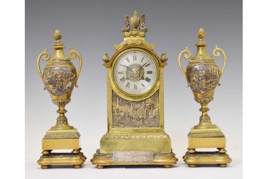 19th century French 'Orientaliste' three-piece clock garniture - Image 1 of 26