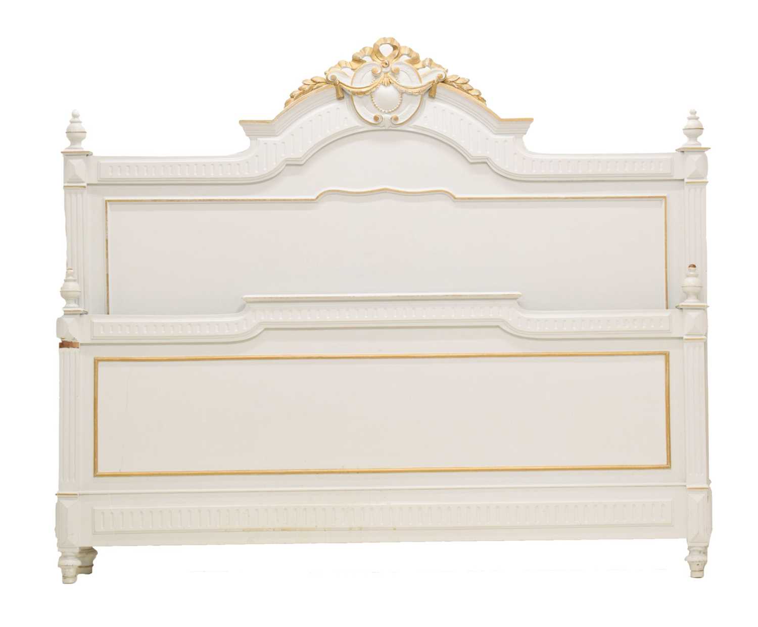 French and later painted super kingsize bed frame