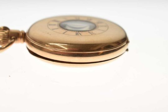 Georgian gold Guinea fob and red stone initialled fob and Waltham pocket watch - Image 8 of 15