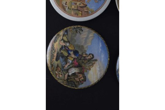 Four 19th century Pratt ware pot lids I See You My Boy, Our Pets, etc - Image 4 of 7